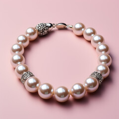 Obraz premium A white pearl necklace with a clasp pink 