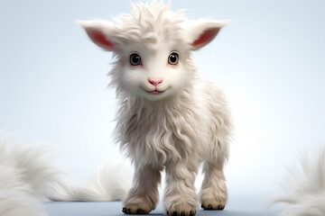 Goat on a white background. Adorable 3D cartoon animal portrait.
