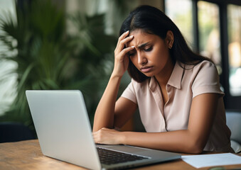 unhappy Indian female employee upset
