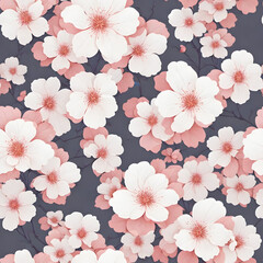 Seamless patterns realistic cherry blossoms
