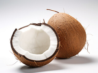 Coconut Studio Shot Isolated on Clear Background, Food Photography, Generative AI