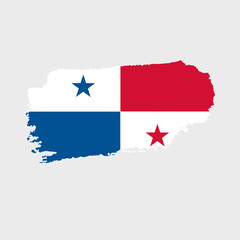 Panama flag with grunge texture. Vector illustration of national flag painted with brush with grunge effect and watercolor stroke. Happy Independence Day.