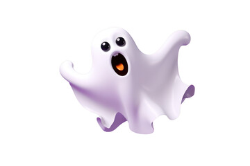 Halloween ghost in 3d style isolated on transparent background,transparency 