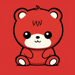Obraz premium A cute, big eyed, Kawaii style bear minimal vector with simple shapes and bold outlines illustration.
