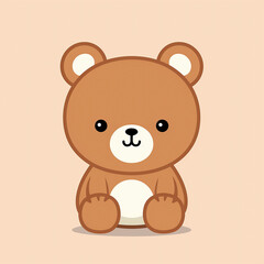 Obraz premium A cute, big eyed, Kawaii style bear minimal vector with simple shapes and bold outlines illustration.