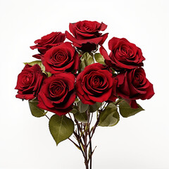 Beautiful red roses on transparent white background for valentine day png
