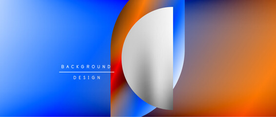 Circles and round shapes with gradients. Minimal abstract background, round geometric shapes, clean and structured design