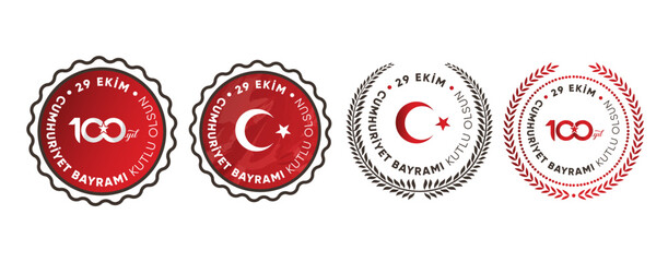 29 Ekim Cumhuriyet Bayramı 100. yıl kutlu olsun. Translation: Happy 100th anniversary of 29 October Republic Day.