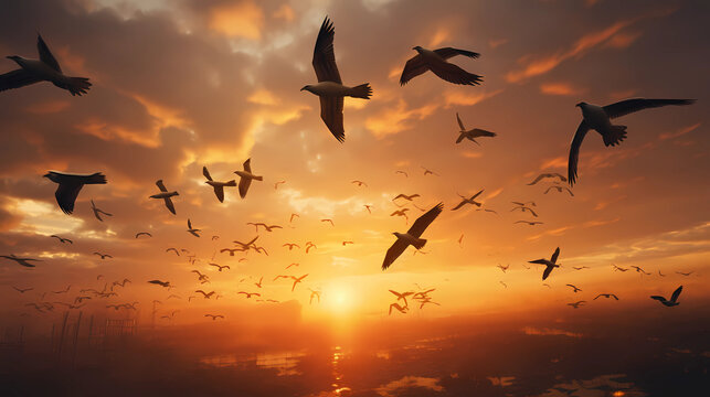 a large flock of migrating birds