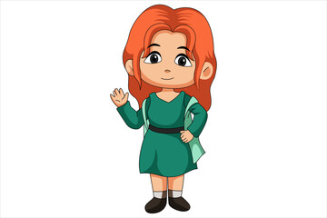 Cute Little Girl Character Design Illustration