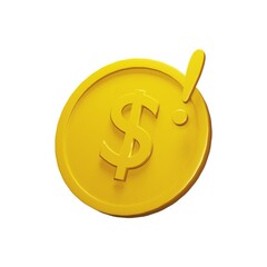 3D rendering of Dollar icon. Isolated on white background. 3D illustration of Dollar currency.