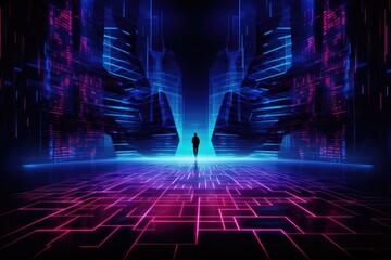 Fototapeta premium Cyber attacks abstract background with virtual hacks