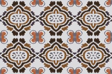 Ikat Floral Paisley Embroidery Background. Ikat Diamond Geometric Ethnic Oriental Pattern traditional.aztec Style Abstract Vector illustration.design for Texture,fabric,clothing,wrapping,sarong.