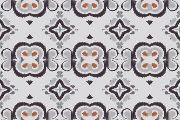 Ikat Floral Paisley Embroidery Background. Ikat Floral Geometric Ethnic Oriental Pattern traditional.aztec Style Abstract Vector illustration.design for Texture,fabric,clothing,wrapping,sarong.