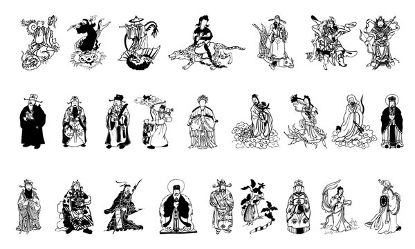 silhouettes of chinese gods and goddesses