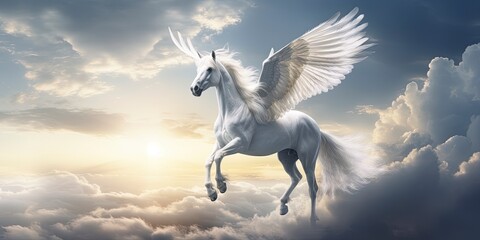 Obraz na płótnie Canvas A white horse with wings.