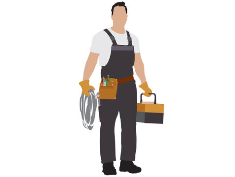 electrician worker with tools illustration