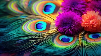 Obraz premium Beautiful florals peacock feather.