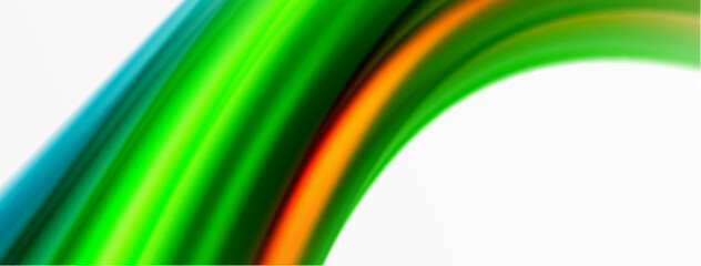 Rainbow color silk blurred wavy line background on white, luxuriously vibrant visually captivating backdrop. Stunning blend of colors reminiscent of rainbow, silky and gracefully blurred wavy pattern