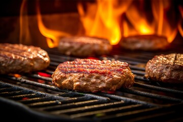 Hamburgers on the grill.