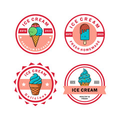 Flat ice cream collection template design
