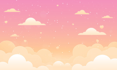 Vector colorful clouds background with stars magical design