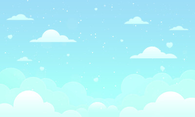 Vector colorful clouds background with stars magical design