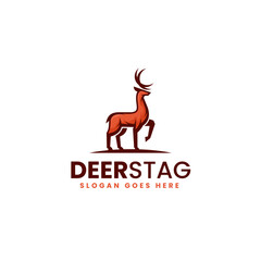 Vector Logo Illustration Deer Stag Simple Mascot Style