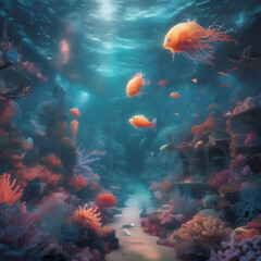 Fototapeta na wymiar fish in sea with corals