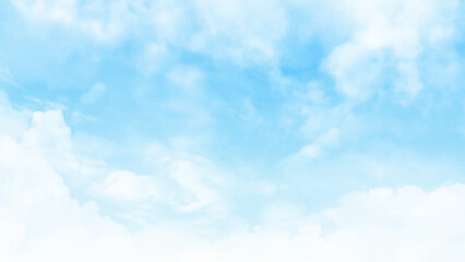 Naklejka na ściany i meble Fantastic soft white clouds against blue sky. Clouds in the blue sky