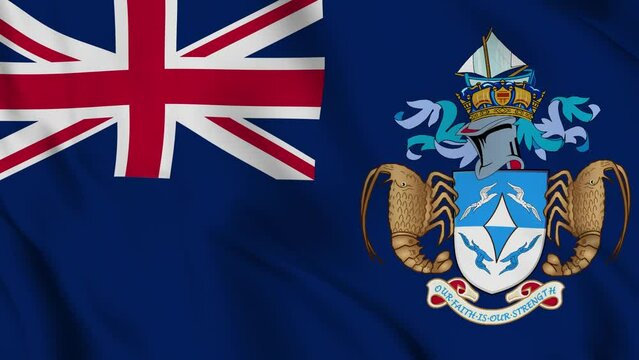 Tristan da Cunha Waving Flag Realistic Animation Video