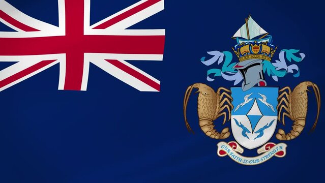 Tristan da Cunha Waving Flag Realistic Animation Video