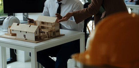 Construction and structure concept of Engineer or architect meeting for project working with...