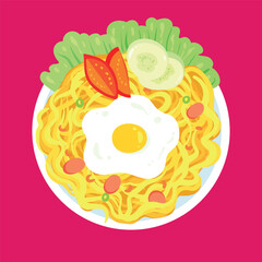 fried noodle vector illustration