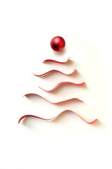 Abstract minimal style Christmas tree on white background still life.
