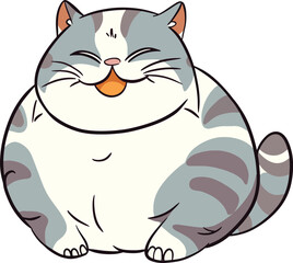 Cute chubby cat, vector