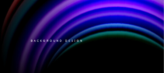 Rainbow color wave lines on black. Techno or business abstract background for posters, covers, banners, brochures, websites