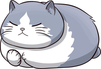 Cute chubby cat, vector