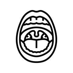 swollen tonsils disease symptom line icon vector. swollen tonsils disease symptom sign. isolated contour symbol black illustration