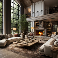 Cozy fireside living room with a warm fireplace