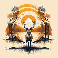 Tshirt Printing Design Deer