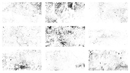 Overlay textures set. Vector grunge textures collection. Set of distressed black grain texture. Distress Overlay Textures.