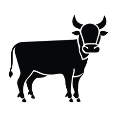 Cow black silhouette, easy editing and recolor vector illustration isolated on white 
