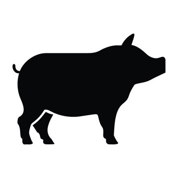 Silhouette pig icon, side view, vector illustration isolated