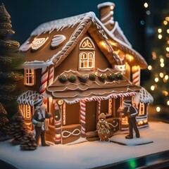 A family making a gingerbread house with a "Happy New Year" message4