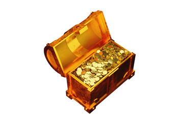 3D Illustration,Chest with golden coins