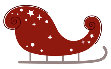 Santa Claus sleigh clipart in cartoon flat style. Christmas clipart