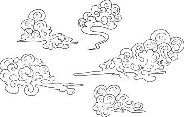 Chinese cloud,Japanese cloud,Chinese tattoo,Japanese tattoo,cloud tattoo.Traditional Japanese culture for printing on background.