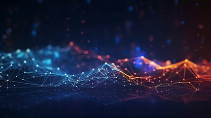 Abstract connected dots and lines. Motion of digital data flow.