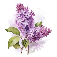 Lilac Watercolor White Background , Cartoon Illustration Background